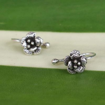 Alternate image for Handcrafted Sterling Silver Flower Ear Cuffs from Thailand Garden Blossoms