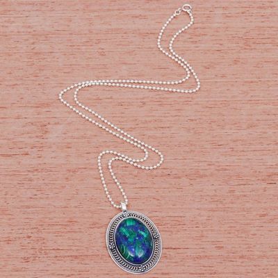 Alternate image for Azure-Malachite Pendant Necklace from Thailand Sea Turn