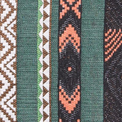 Alternate image for Thai Cotton Blend Sling Bag with Leather Strap Joyful Journey in Green