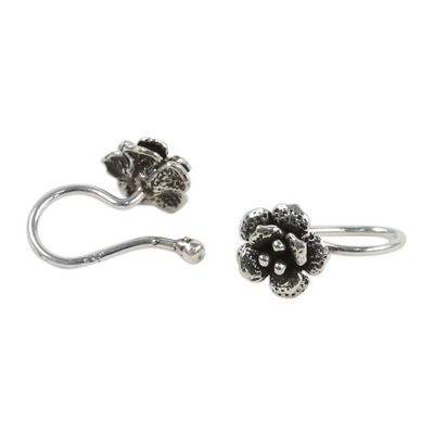 Alternate image for Handcrafted Sterling Silver Flower Ear Cuffs from Thailand Garden Blossoms