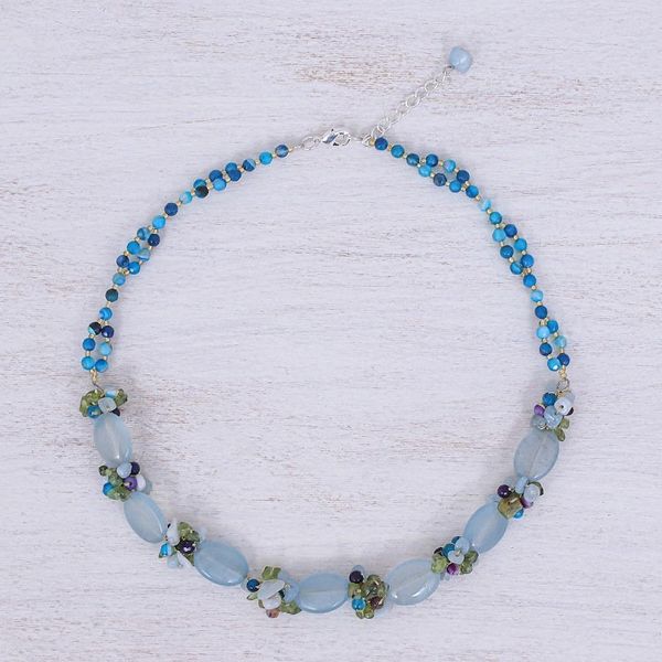 Alternate image for Hand Threaded Multi-Gemstone Beaded Necklace Mermaid Treasure