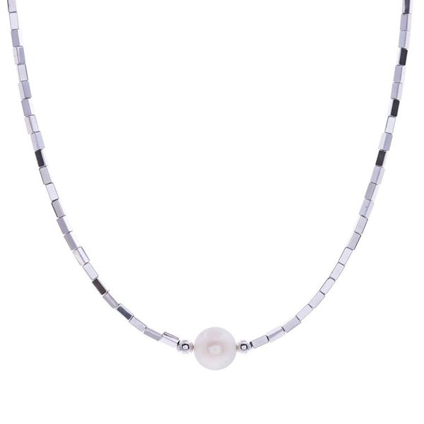 Alternate image for Hematite Beaded Necklace with Pink Cultured Pearl Pendant The Magic of Compassion
