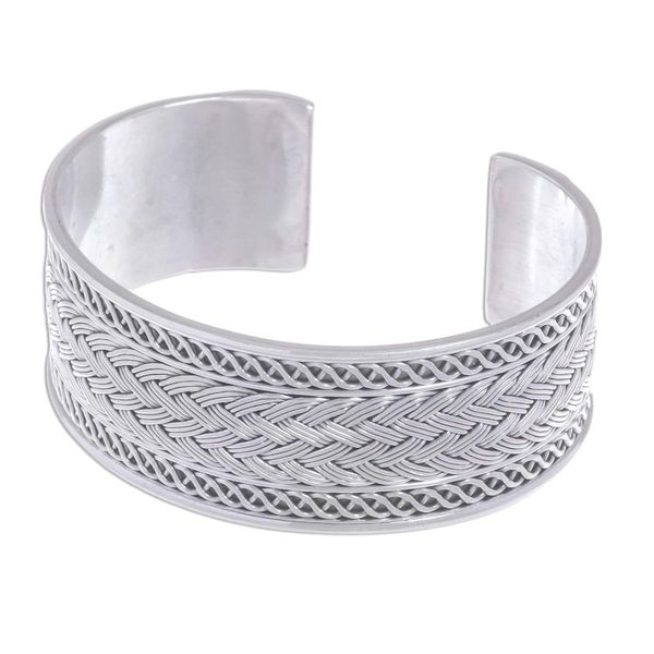 Alternate image for Hill Tribe Sterling Silver Cuff Bracelet Rippling Helixes