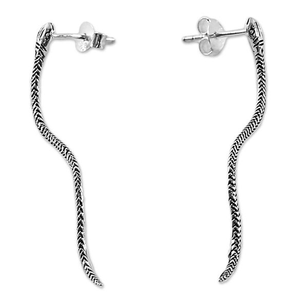 Alternate image for Sterling Silver Snake Drop Earrings from Thailand Winding Snakes