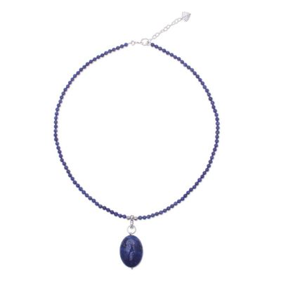 Alternate image for Handmade Lapis Lazuli Pendant Necklace Blue Lady