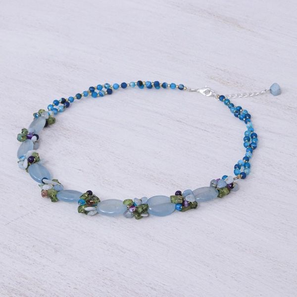 Alternate image for Hand Threaded Multi-Gemstone Beaded Necklace Mermaid Treasure