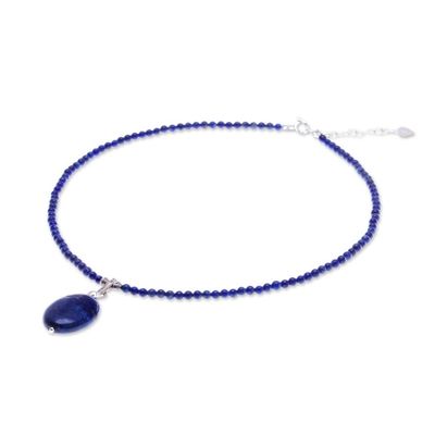 Alternate image for Handmade Lapis Lazuli Pendant Necklace Blue Lady