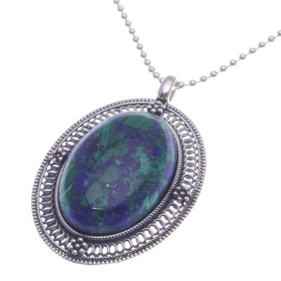 Alternate image for Azure-Malachite Pendant Necklace from Thailand Sea Turn