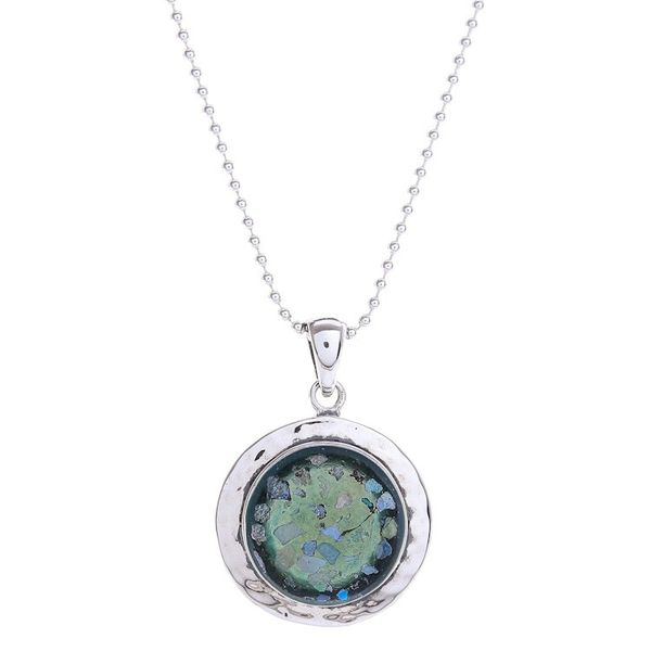 Alternate image for Handcrafted Roman Glass Pendant Necklace Glitter Moon