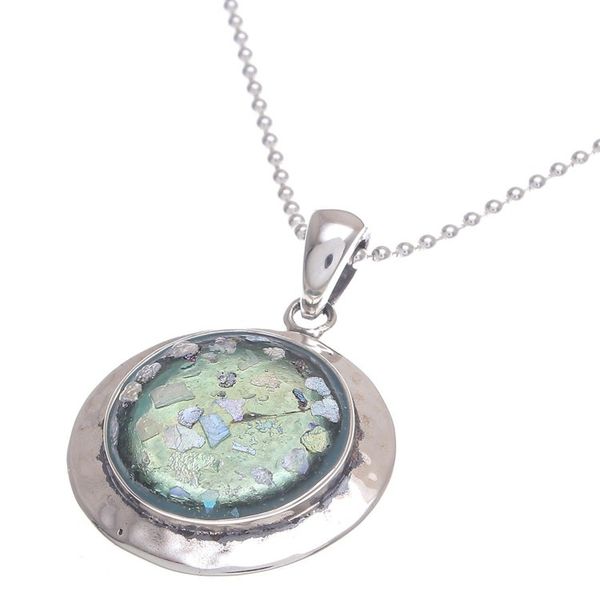 Alternate image for Handcrafted Roman Glass Pendant Necklace Glitter Moon