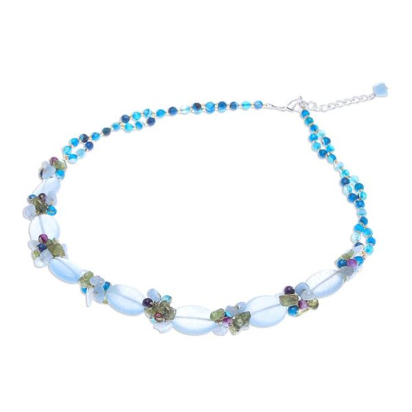 Alternate image for Hand Threaded Multi-Gemstone Beaded Necklace Mermaid Treasure