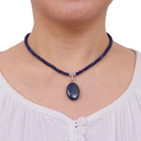 Alternate image for Handmade Lapis Lazuli Pendant Necklace Blue Lady