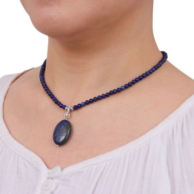 Alternate image for Handmade Lapis Lazuli Pendant Necklace Blue Lady
