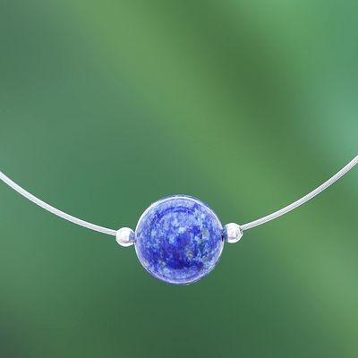 Alternate image for Lapis Lazuli Modern Pendant Necklace from Thailand Modern Mood