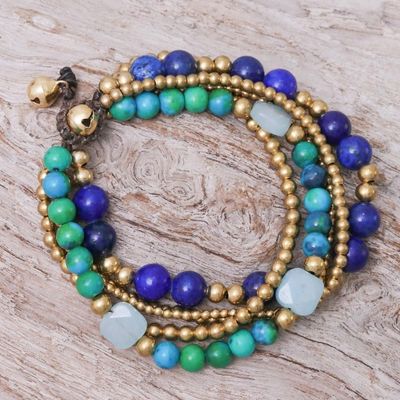 Alternate image for Handmade Beaded Bracelet with Lapis Lazuli and Serpentine Bohemian Melange