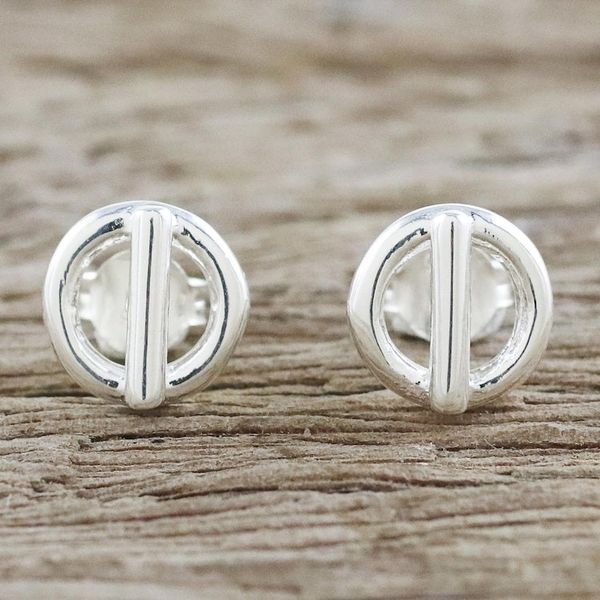 Alternate image for Handcrafted Sterling Silver Stud Earrings from Thailand Silver Toggles