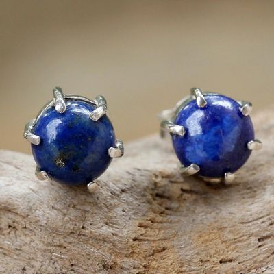 Alternate image for Sterling Silver and Lapis Lazuli Stud Earrings from Thailand To the Point