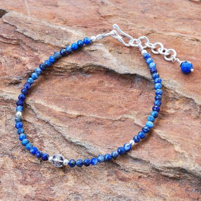 Alternate image for Hand Made Lapis Lazuli Pendant Bracelet from Thailand Bright Lights in Blue