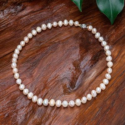 Alternate image for Handcrafted Bridal Pearl Strand Necklace Pink Sea Breath