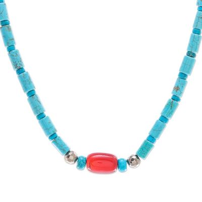 Alternate image for Carnelian and Reconstituted Turquoise Beaded Necklace Summer Morning