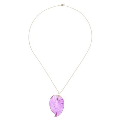 Alternate image for Gold Accented Natural Flower Pendant Necklace in Purple Bougainvillea Love in Purple
