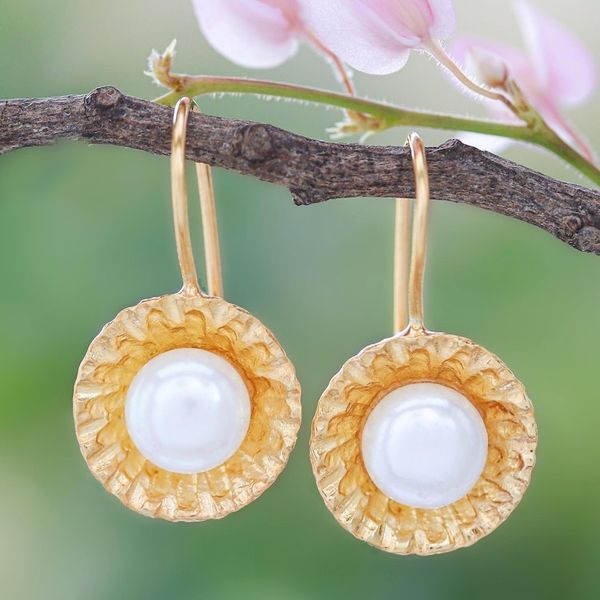 Alternate image for Gold-Plated Cultured Pearl Dangle Earrings Morning Pearl