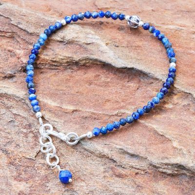 Alternate image for Hand Made Lapis Lazuli Pendant Bracelet from Thailand Bright Lights in Blue