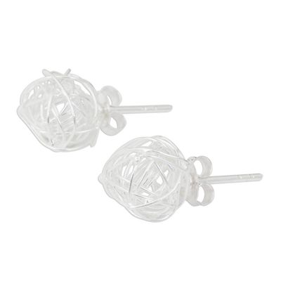 Alternate image for Handmade Abstract Sterling Silver Stud Earrings Free Line