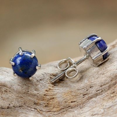 Alternate image for Sterling Silver and Lapis Lazuli Stud Earrings from Thailand To the Point