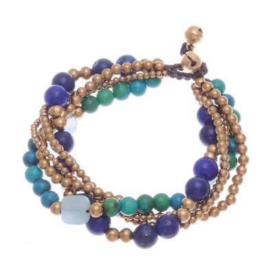 Alternate image for Handmade Beaded Bracelet with Lapis Lazuli and Serpentine Bohemian Melange