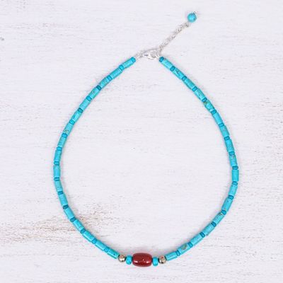 Alternate image for Carnelian and Reconstituted Turquoise Beaded Necklace Summer Morning
