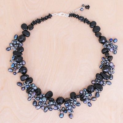 Alternate image for Handmade Agate and Cultured Pearl Beaded Necklace Wishing Pool