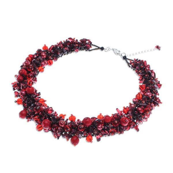 Alternate image for Handcrafted Multi-Gemstone Red Beaded Necklace Red Paradise