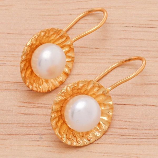 Alternate image for Gold-Plated Cultured Pearl Dangle Earrings Morning Pearl