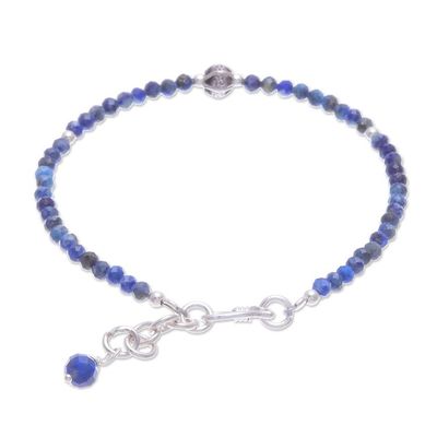 Alternate image for Hand Made Lapis Lazuli Pendant Bracelet from Thailand Bright Lights in Blue