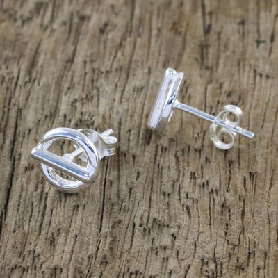 Alternate image for Handcrafted Sterling Silver Stud Earrings from Thailand Silver Toggles