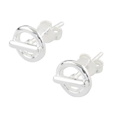 Alternate image for Handcrafted Sterling Silver Stud Earrings from Thailand Silver Toggles
