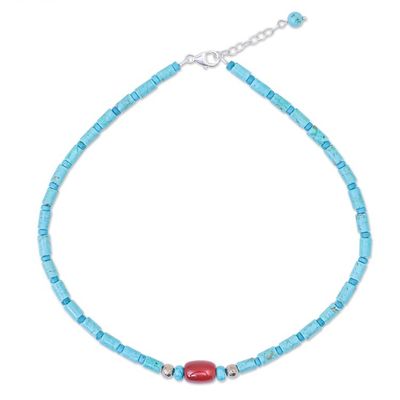 Alternate image for Carnelian and Reconstituted Turquoise Beaded Necklace Summer Morning