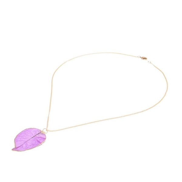 Alternate image for Gold Accented Natural Flower Pendant Necklace in Purple Bougainvillea Love in Purple