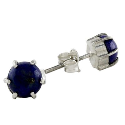 Alternate image for Sterling Silver and Lapis Lazuli Stud Earrings from Thailand To the Point