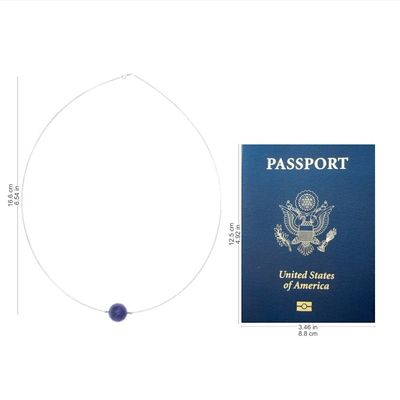 Alternate image for Lapis Lazuli Modern Pendant Necklace from Thailand Modern Mood