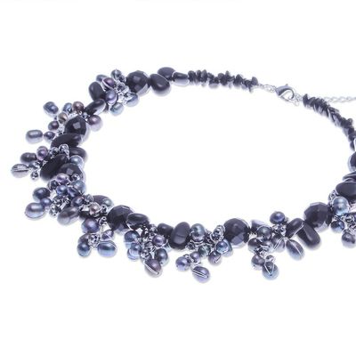 Alternate image for Handmade Agate and Cultured Pearl Beaded Necklace Wishing Pool