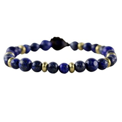 Alternate image for Lapis Lazuli and Brass Beaded Bracelet from Thailand Beautiful Thai in Blue