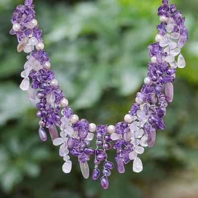 Alternate image for Thai Cultured Pearl and Amethyst Waterfall Necklace Lavender Ocean