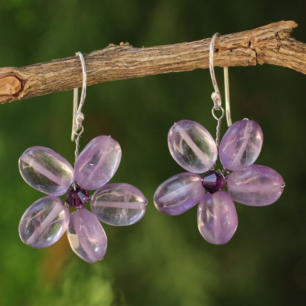 Amethyst Flower Earrings 'Mystic Daisy'
