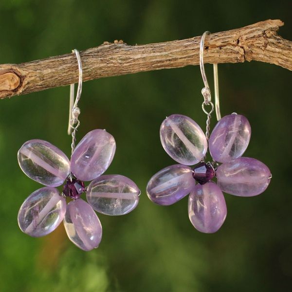 Alternate image for Amethyst Flower Earrings Mystic Daisy