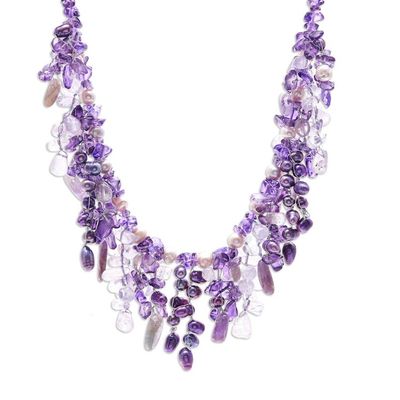 Alternate image for Thai Cultured Pearl and Amethyst Waterfall Necklace Lavender Ocean