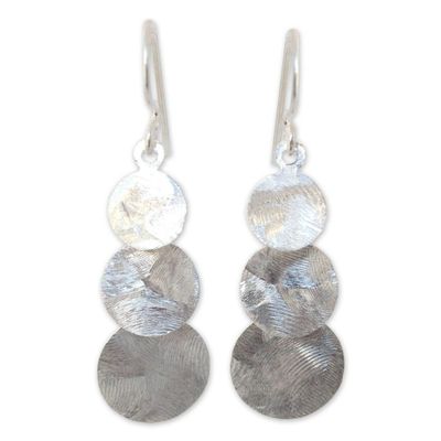 Alternate image for Hand Made Modern Sterling Silver Dangle Earrings Lunar Fanfare