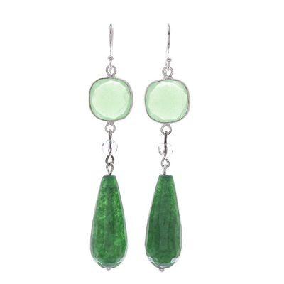 Alternate image for Green Chalcedony and Quartz Dangle Earrings Easy Being Green