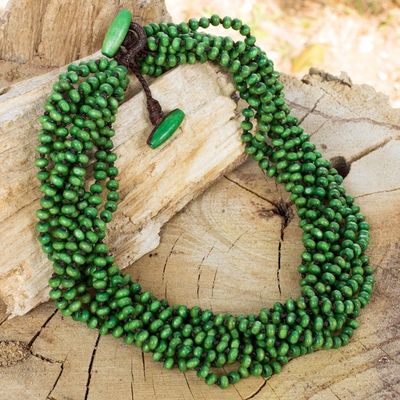 Alternate image for Fair Trade Artisan Crafted Wood Torsade Necklace Khao Luang Belle